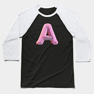 Letter A 3d pink Baseball T-Shirt